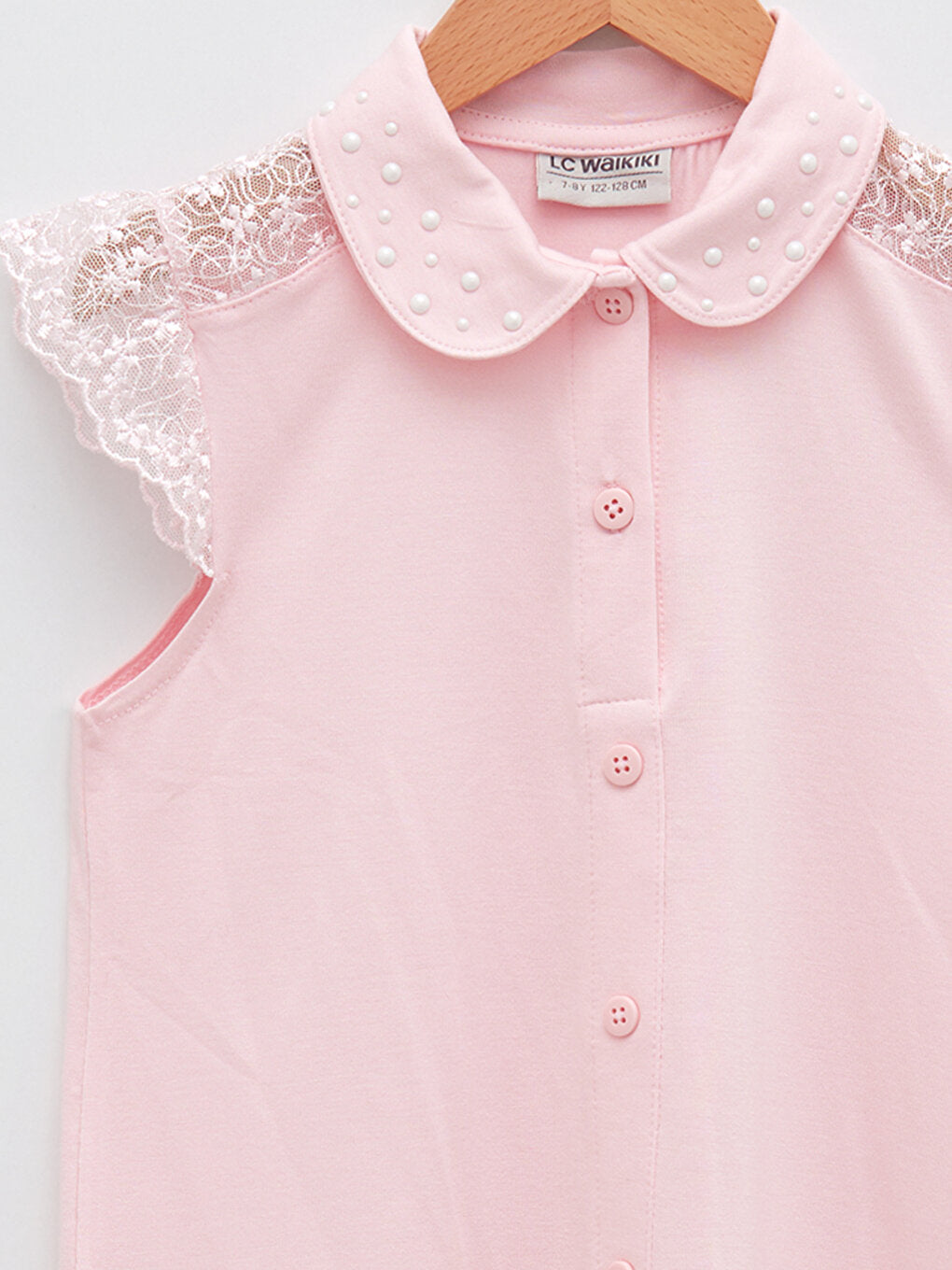 Lace Detailed Short Sleeve Girl's Blouse