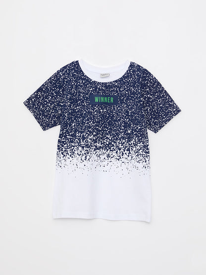 Crew Neck Printed Short Sleeve Cotton Boys' T-Shirt