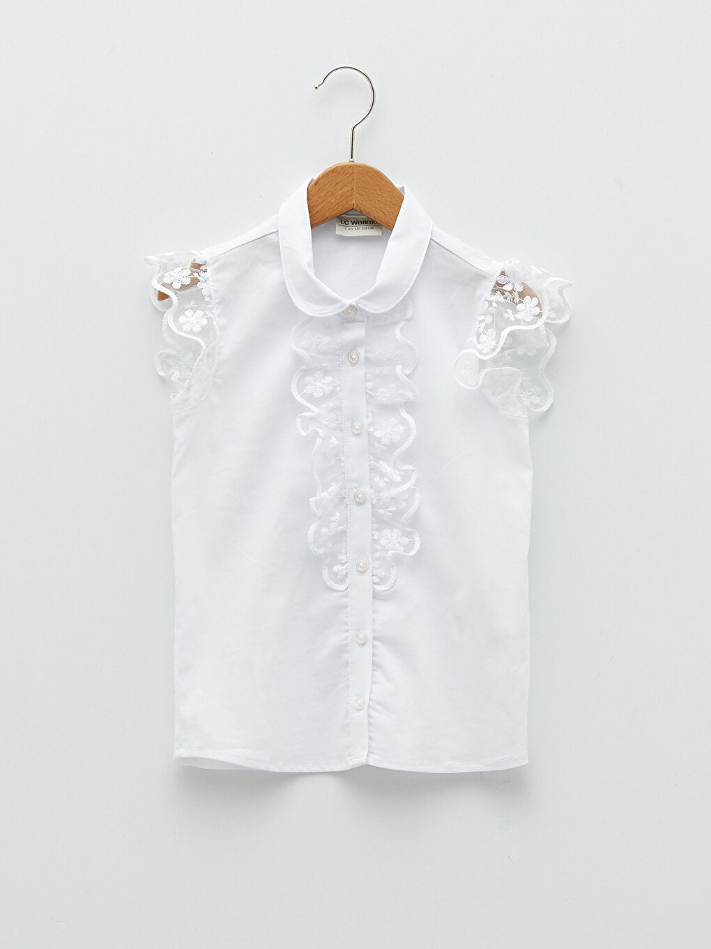 Lace Detailed Short Sleeve Girl's Shirt