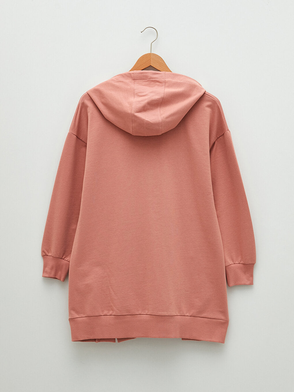 Hooded Plain Long Sleeve Women's Sweatshirt Tunic