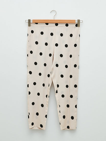 Polka Dot Viscose Women's Pajama Bottom with Elastic Waist