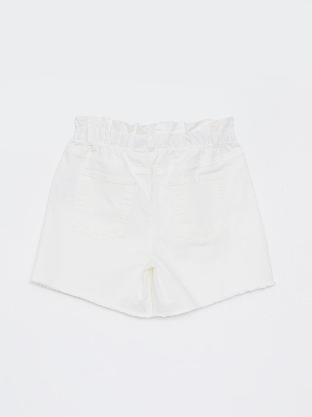 Basic Gabardine Girl's Shorts with Elastic Waist