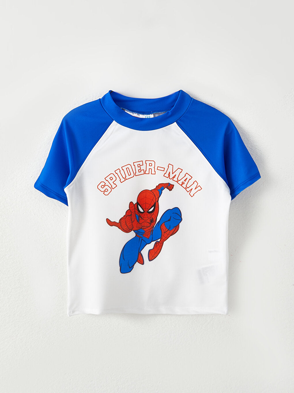 Crew Neck Short Sleeve Spiderman Printed Baby Boy Swimming Suit