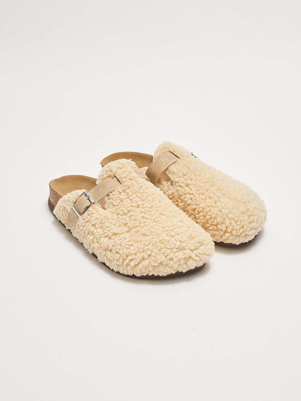 Women's House Slippers with Buckle and Plush Detail