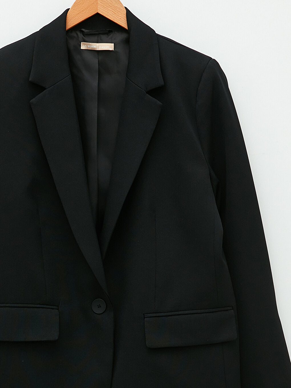 Front Button Closure Plain Long Sleeve Women's Blazer Jacket