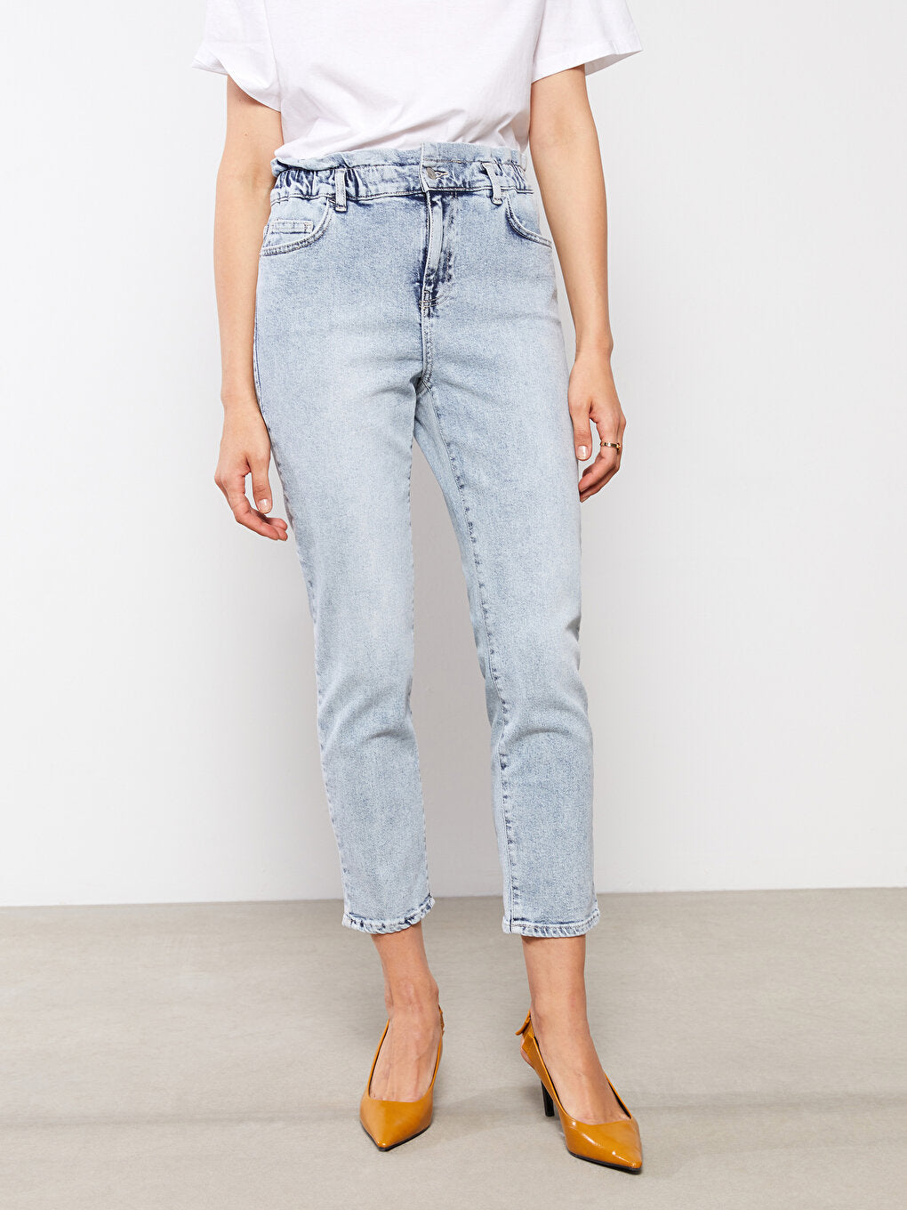 High Waist Paperbag Women's Jean Trousers