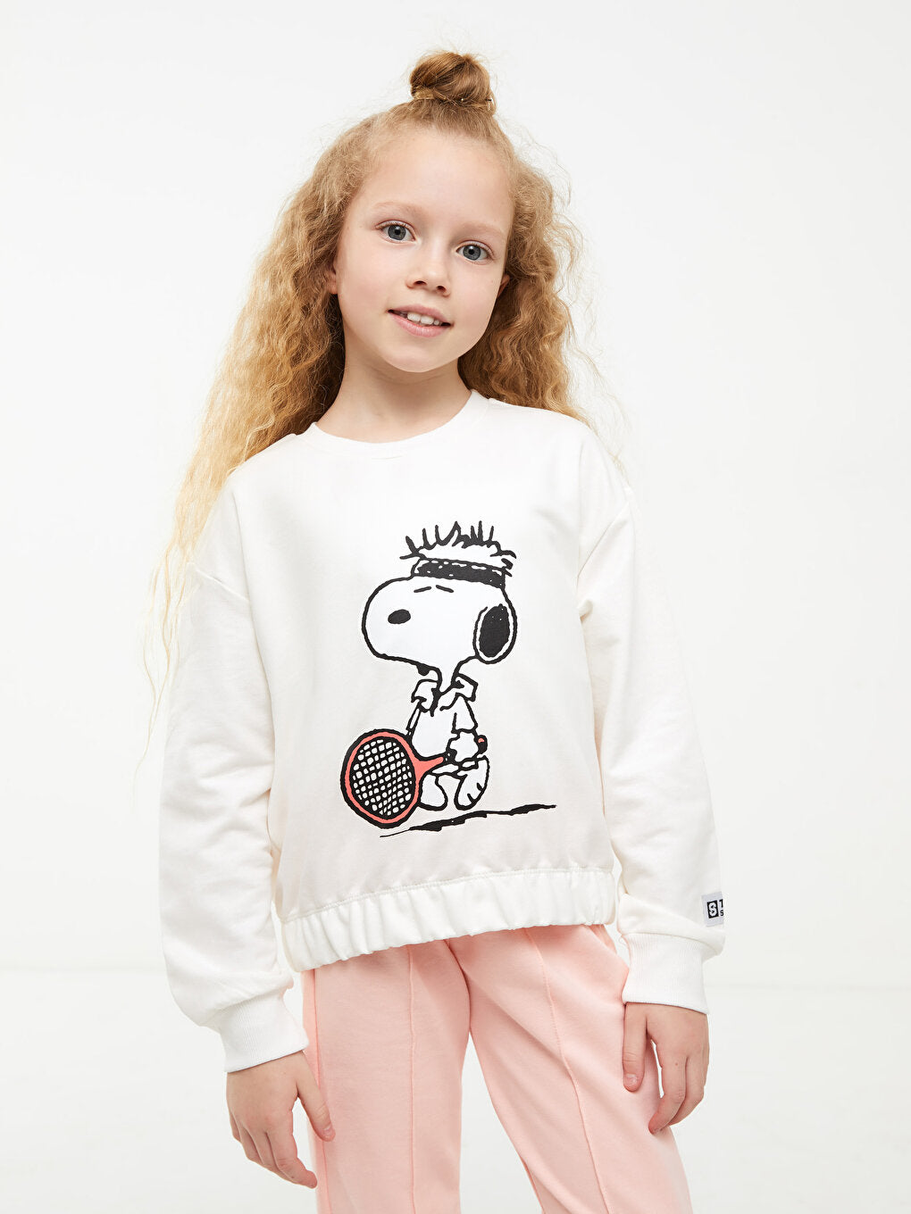 Crew Neck Snoopy Printed Long Sleeve Girl's Sweatshirt