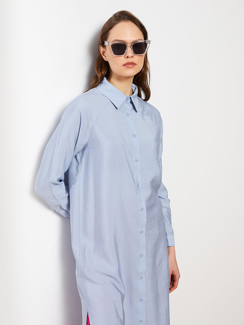 Plain Long Sleeve Women's Shirt Tunic