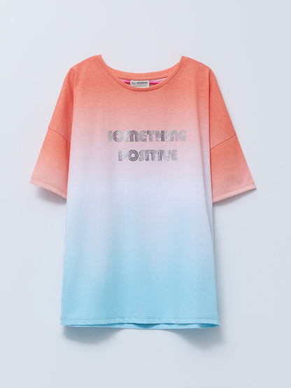 Crew Neck Printed Short Sleeve Girls' T-Shirt