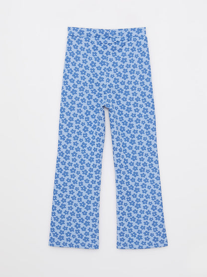 Patterned Girl's Trousers with Elastic Waist