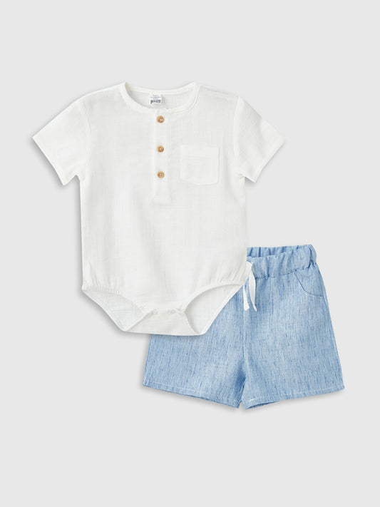 Crew Neck Short Sleeve Baby Boy 2 Piece Set