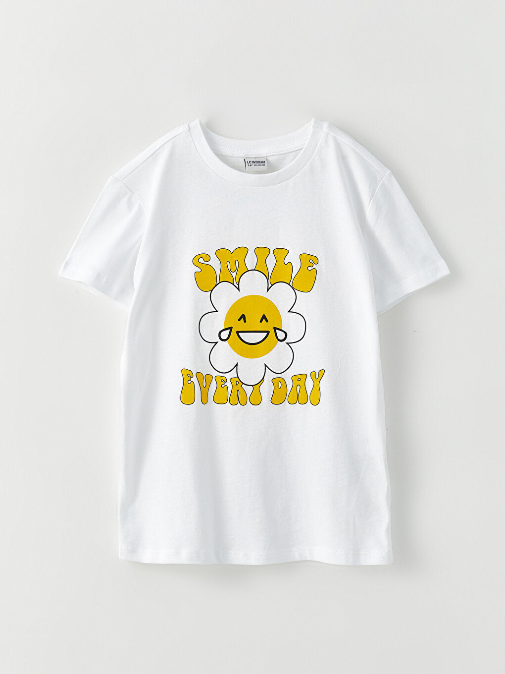 Crew Neck Printed Short Sleeve Girls' T-Shirt