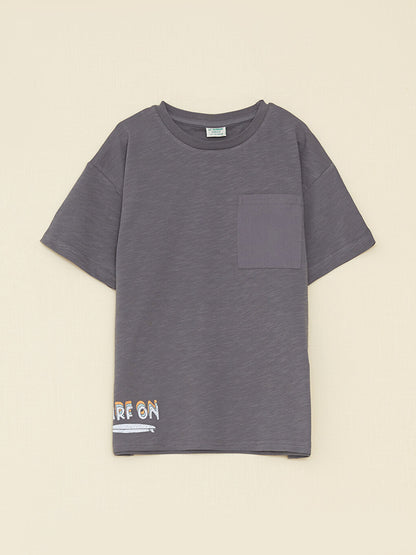 Crew Neck Printed Short Sleeve Organic Cotton Boys' T-Shirt