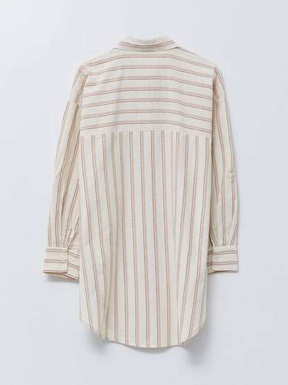 Striped Long Sleeve Poplin Women's Shirt Tunic