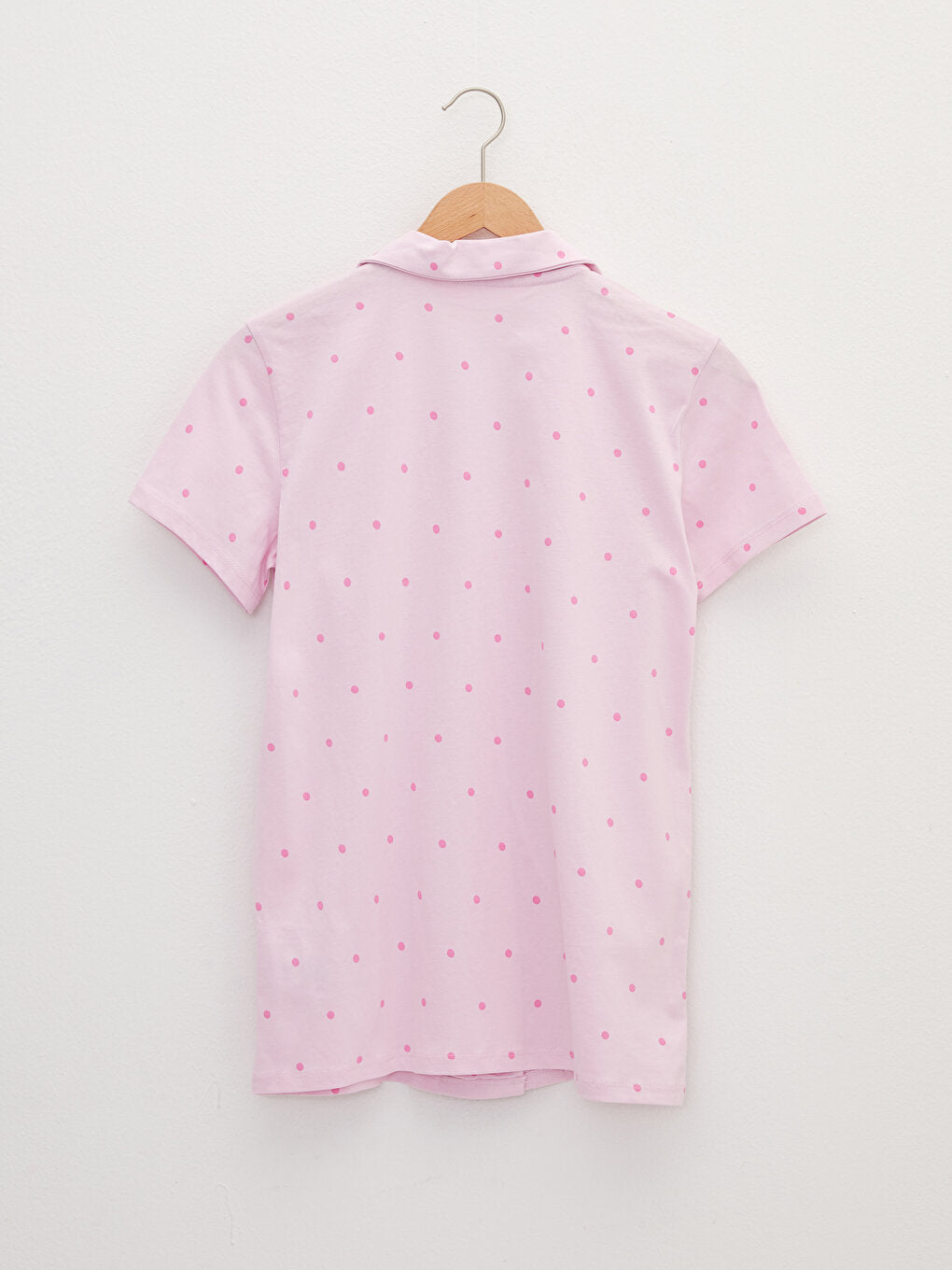 Shirt Collar Polka Dot Short Sleeve Cotton Women's Pajama Set