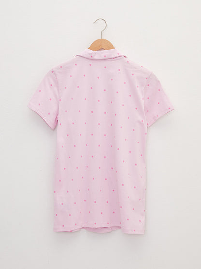 Shirt Collar Polka Dot Short Sleeve Cotton Women's Pajama Set