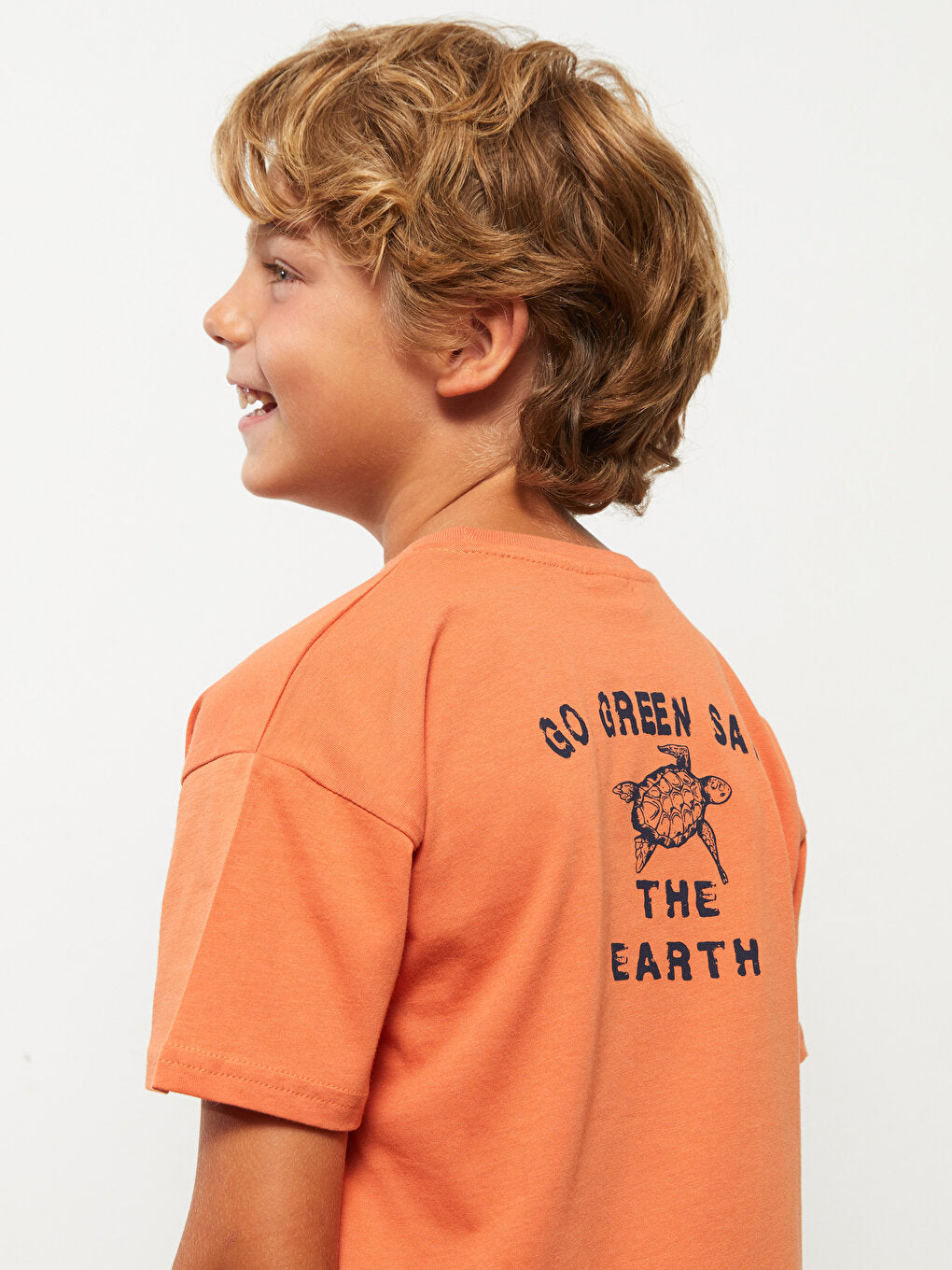 Crew Neck Printed Short Sleeve Cotton Boys' T-Shirt