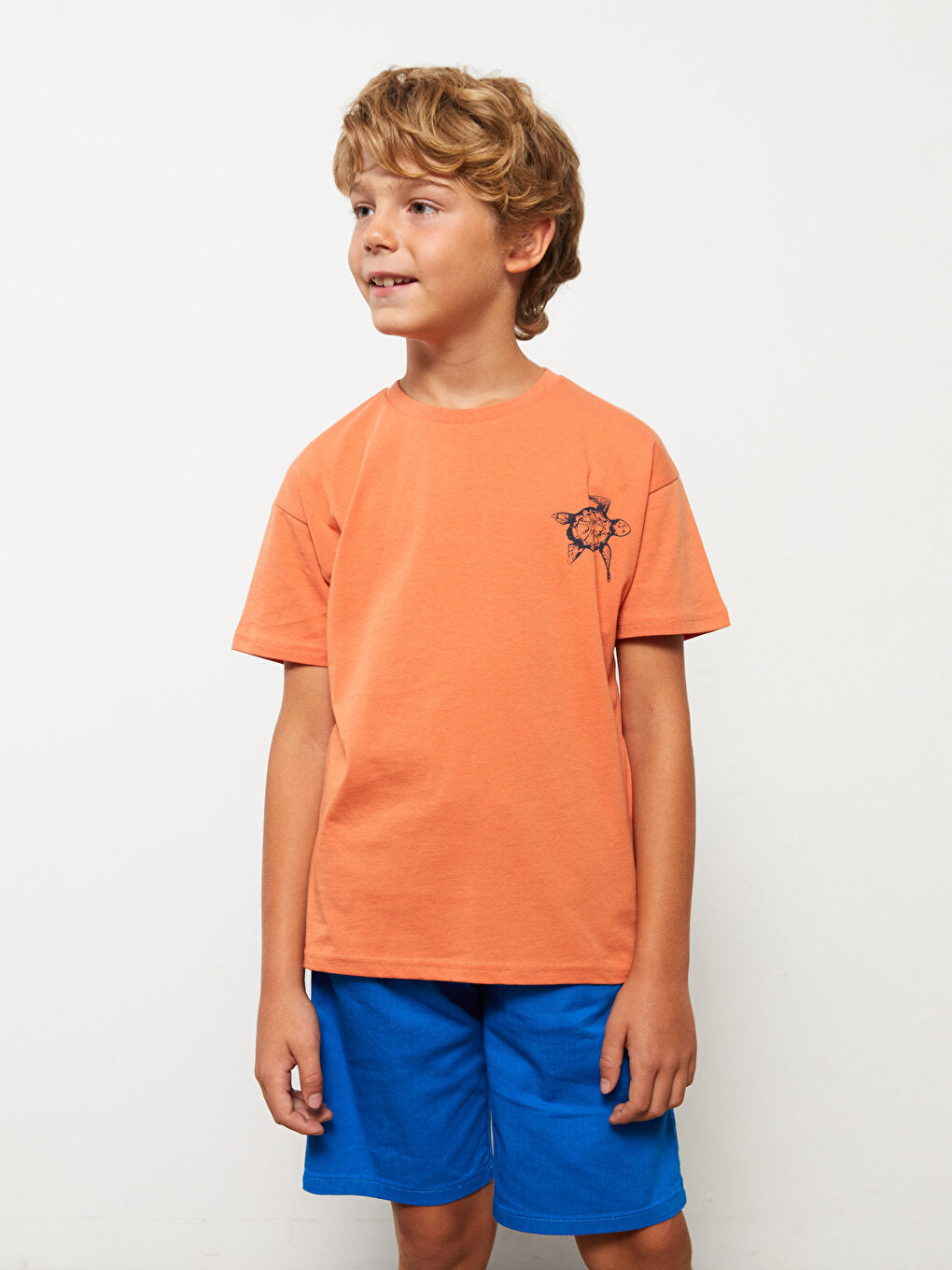 Crew Neck Printed Short Sleeve Cotton Boys' T-Shirt