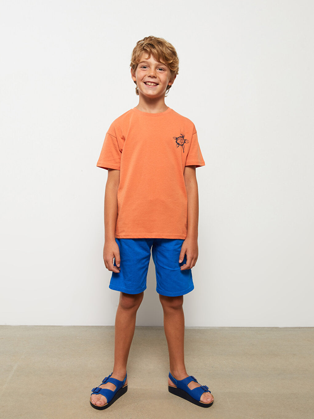 Crew Neck Printed Short Sleeve Cotton Boys' T-Shirt