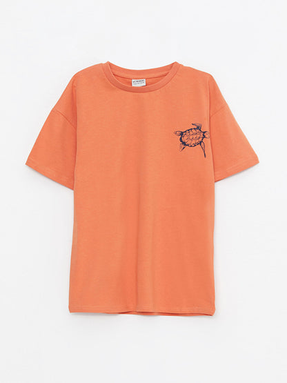 Crew Neck Printed Short Sleeve Cotton Boys' T-Shirt