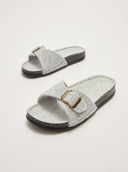 Women's House Slippers with Single Band Buckle Detail