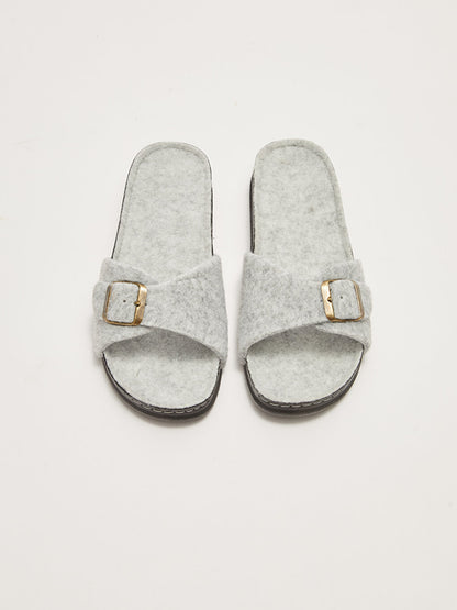 Women's House Slippers with Single Band Buckle Detail