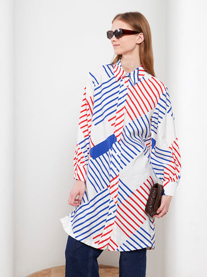 Patterned Long Sleeve Women's Shirt Tunic