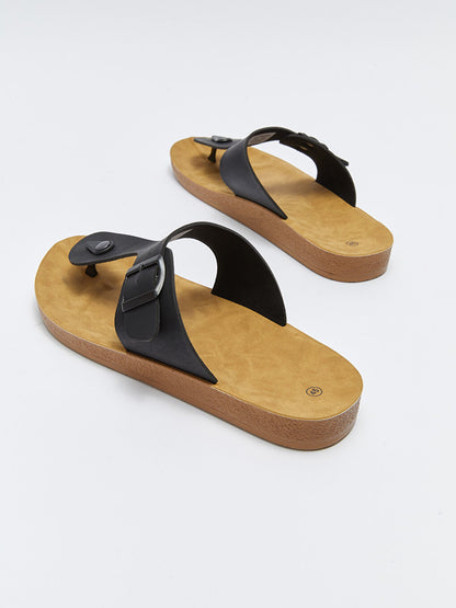 Men's Flip Flops with Buckle Detail