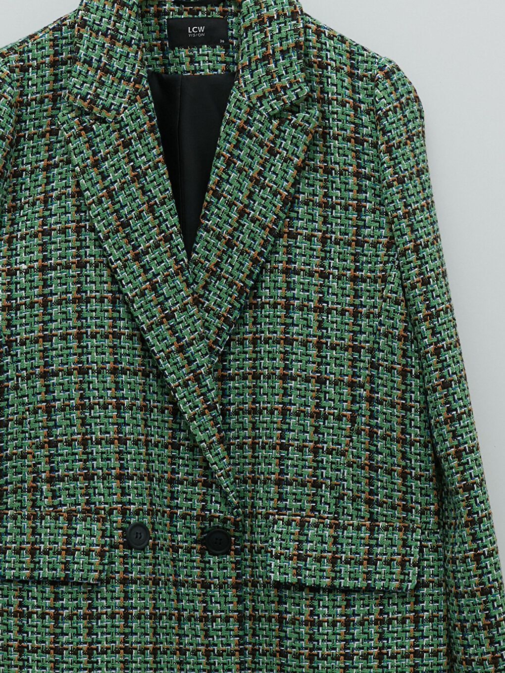 Front Button Closure Plaid Long Sleeve Women's Blazer Jacket