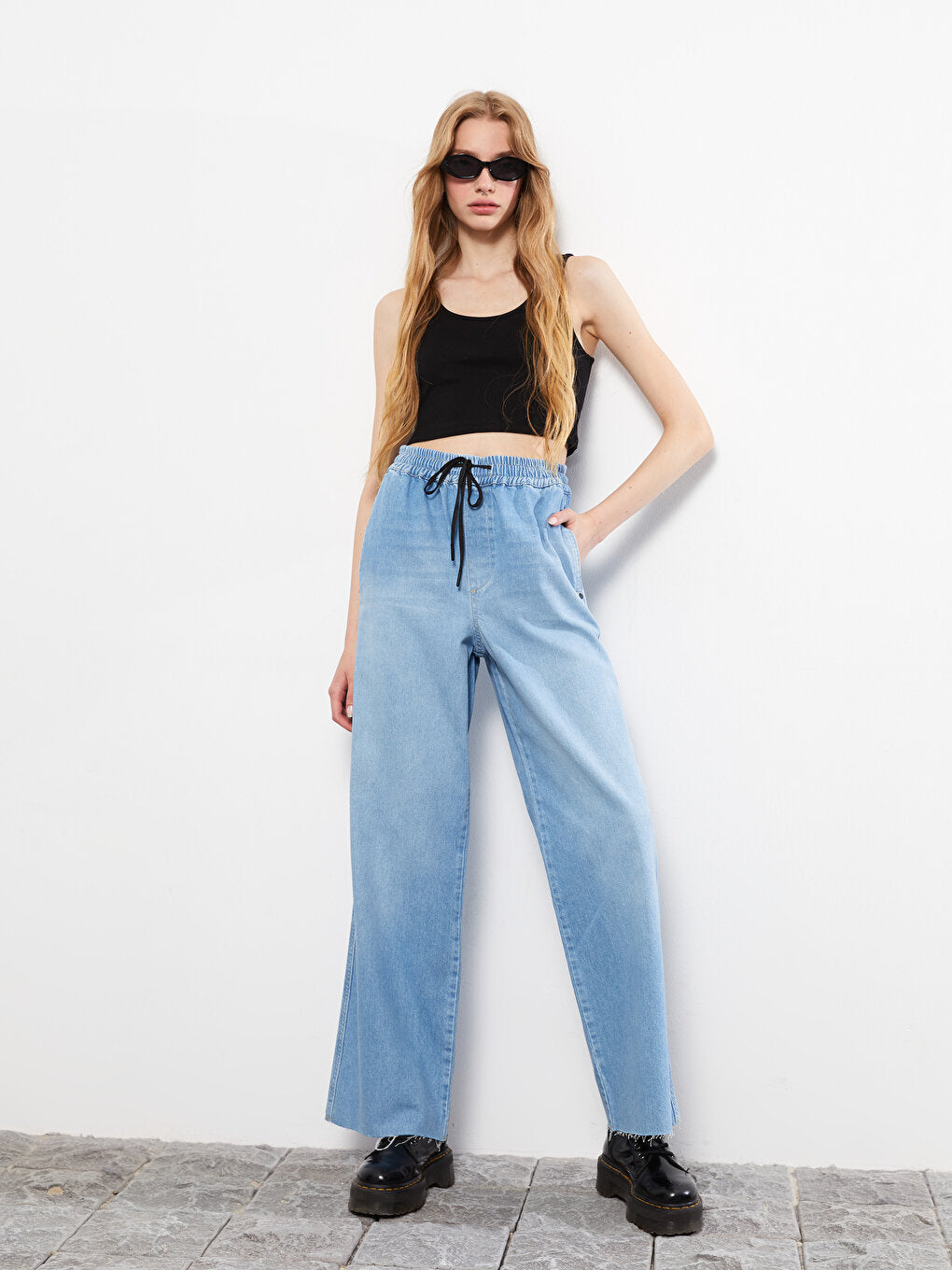 Women's High Waist Wideleg Straight Rodeo Jean Pants