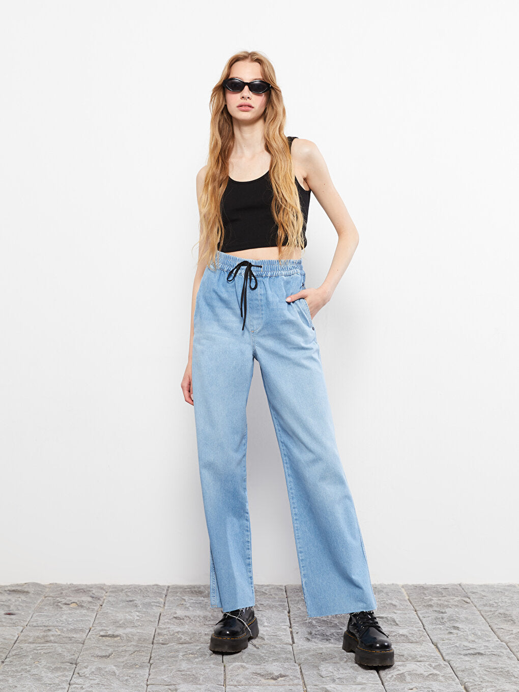 Women's High Waist Wideleg Straight Rodeo Jean Pants