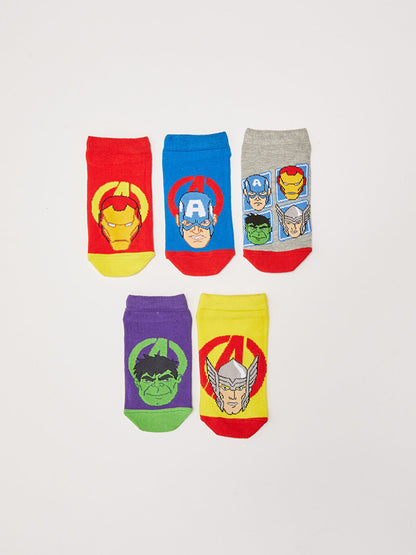 Avengers Patterned Boy Booties Socks 5-pack