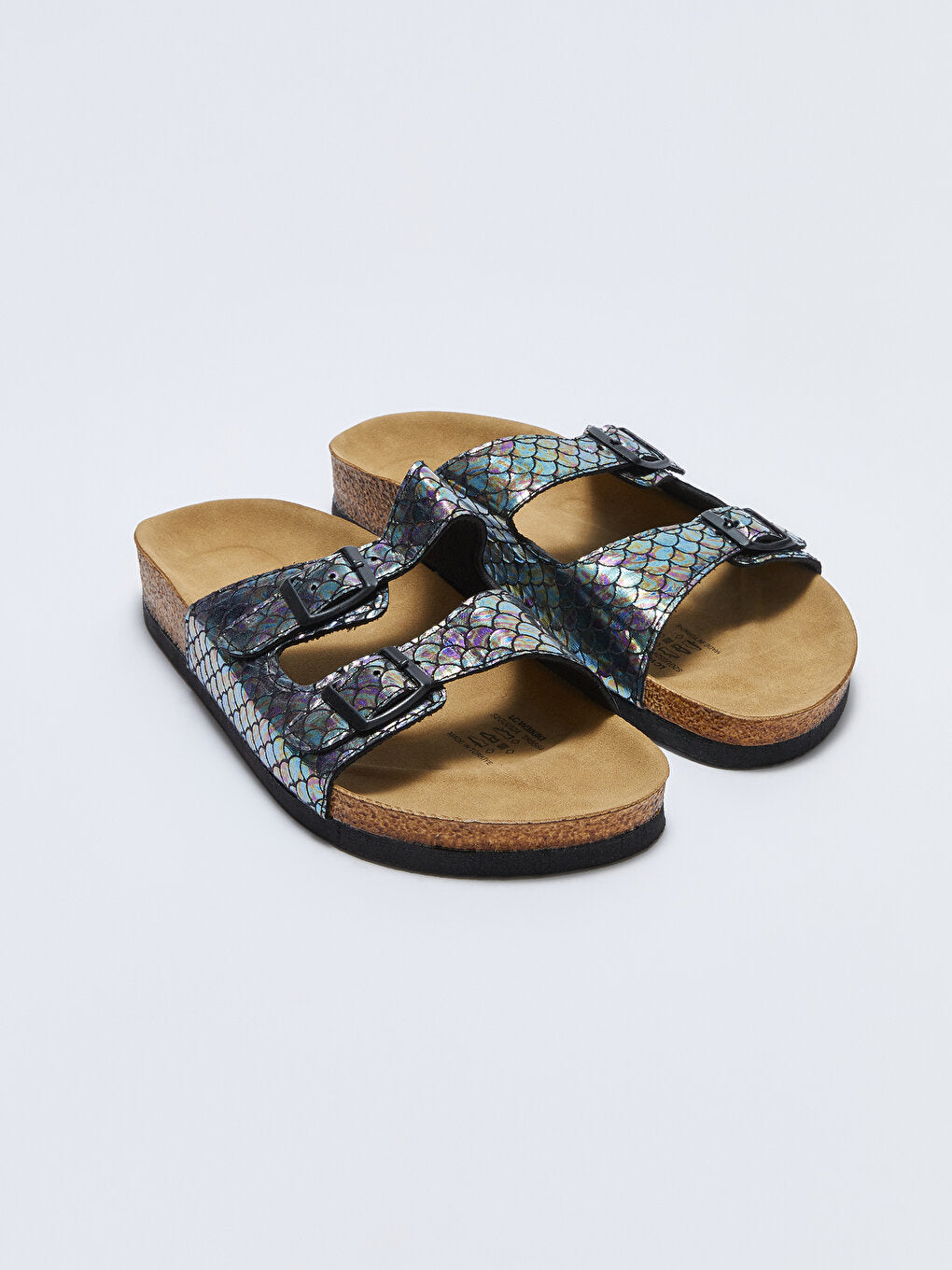 Girls' Slippers with Double Band Buckle Detail