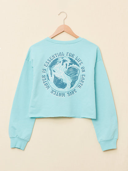 Crew Neck Printed Long Sleeve Women's Sweatshirt