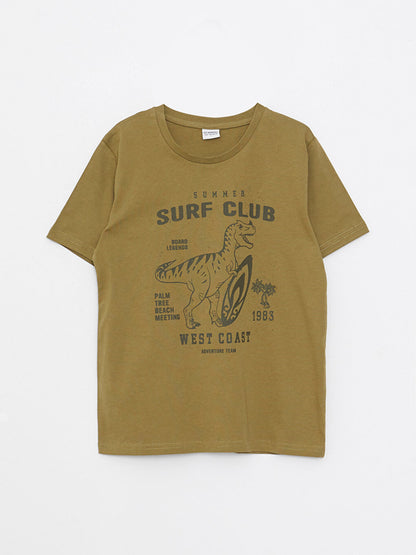 Crew Neck Printed Short Sleeve Cotton Boys' T-Shirt