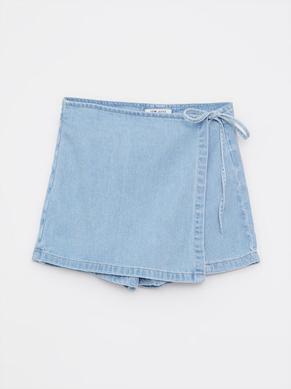 Women's Standard Fit Straight Jean Shorts Skirt