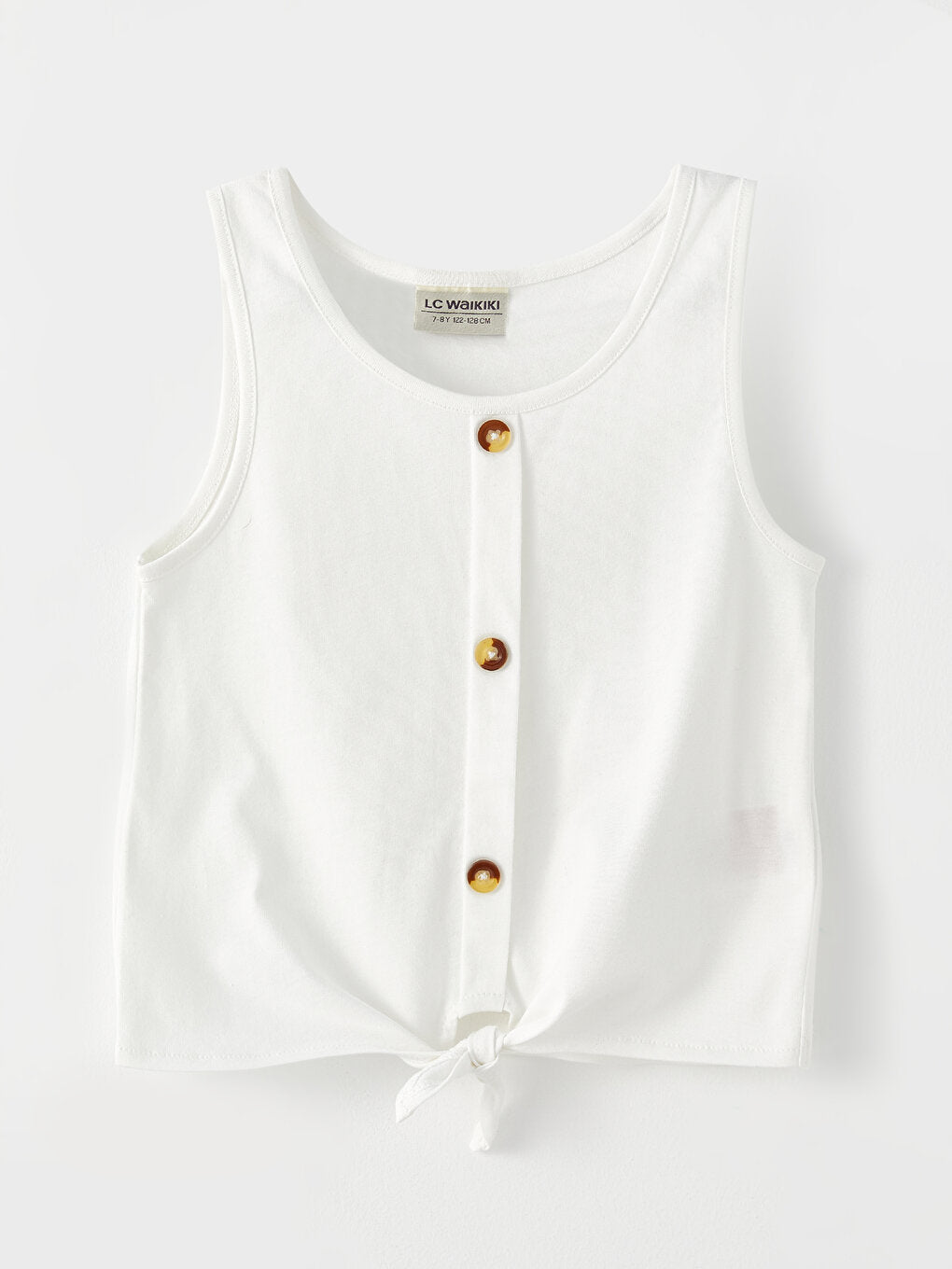 Crew Neck Basic Cotton Girl's Undershirt