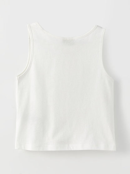 Crew Neck Basic Cotton Girl's Undershirt