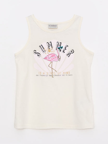 Crew Neck Printed Cotton Girl's Undershirt