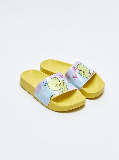 Tweety Licensed Single Striped Girl's Slippers