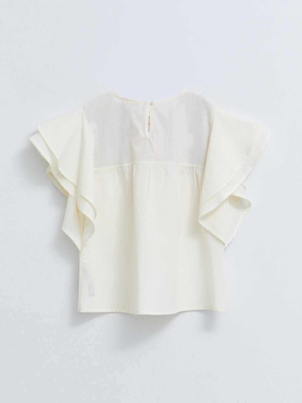 Crew Neck Embroidered Short Sleeve Cotton Girl's Blouse