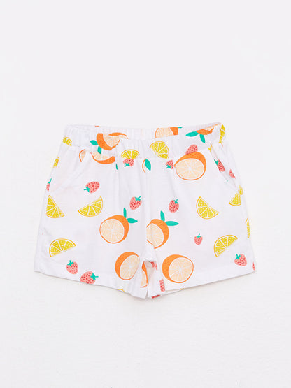 Printed Girls' Shorts with Elastic Waist