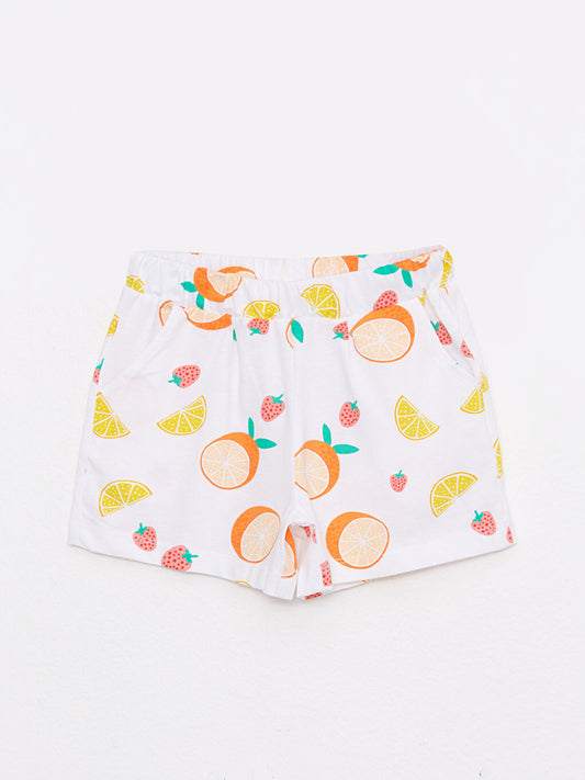 Printed Girls' Shorts with Elastic Waist