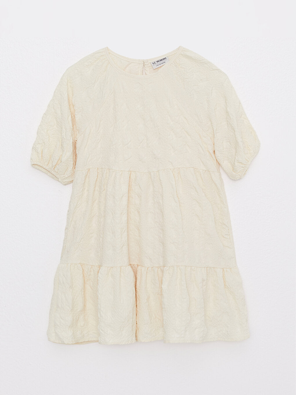 Crew Neck, Patterned Short Sleeve Girl's Dress