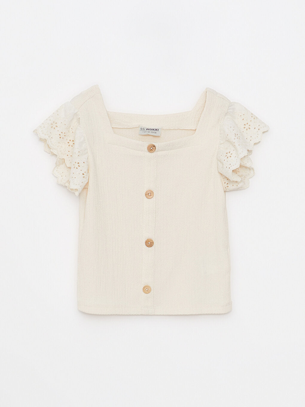 Square Neck Basic Short Sleeve Girl's Blouse