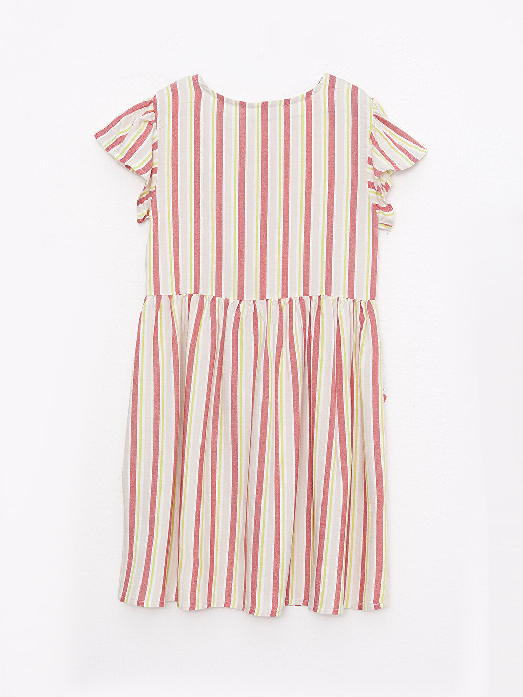 V-Neck Striped Short Sleeve Viscose Girl's Dress