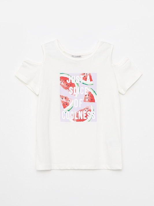 Crew Neck Printed Short Sleeve Girls' T-Shirt