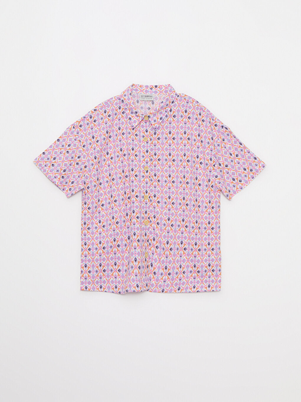 Patterned Short Sleeve Viscose Girl's Shirt