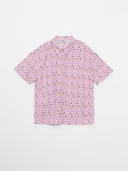 Patterned Short Sleeve Viscose Girl's Shirt