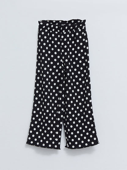 Polka Dot Girls' Trousers with Elastic Waist